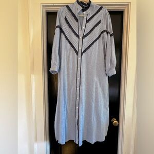 Pomander Place Blue Chambray Maxi Shirt Dress